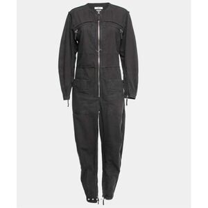 Isabel Marant Etoile Grey Distressed Effect Cotton Zip-Up Jumpsuit Sz 8-10